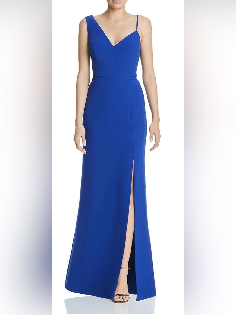 BCBGMaxAzria Royal Blue One-Shoulder Maxi Dress with Front Slit Sz 4 B139
